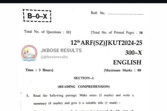Updated: JKBOSE 12th English Paper 2025 Today, Download Link
