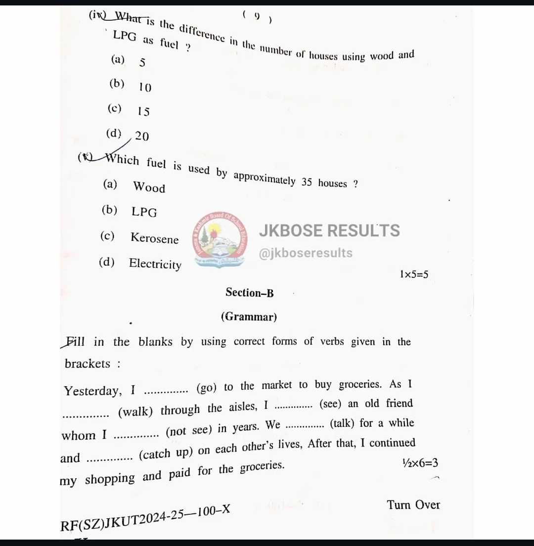 Updated: JKBOSE 10th English Paper 2025 Today, Download Link